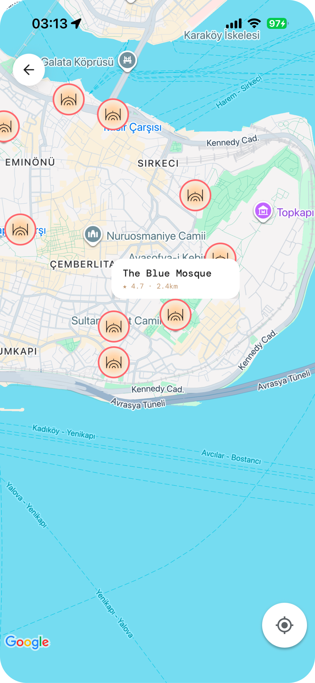 Hangi Cami — Discover screen